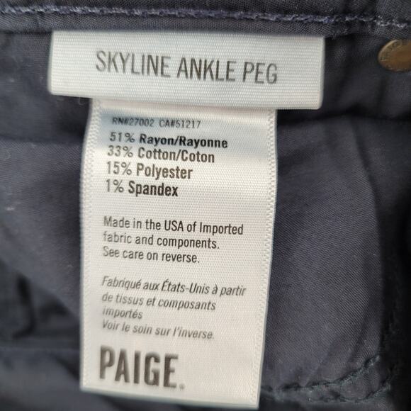 PAIGE "Skyline Ankle Peg" Jeans Size 27 Stretch - Picture 5 of 5